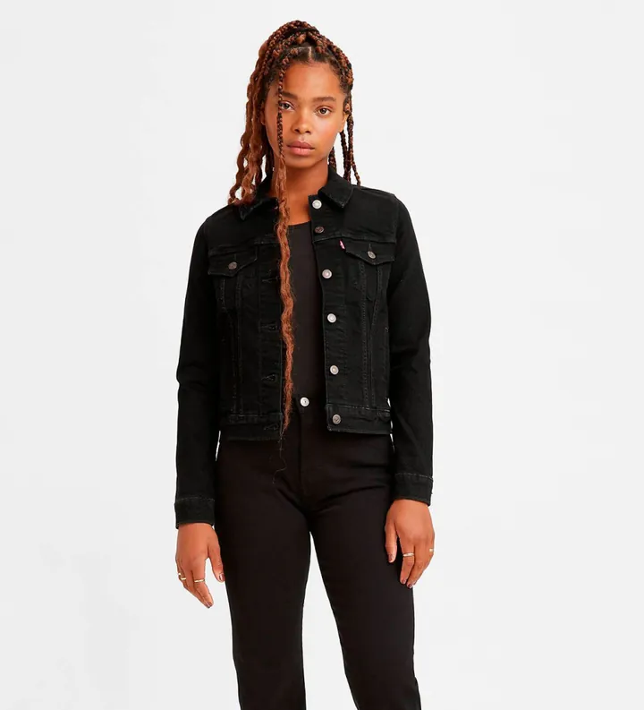 Levi's para mujer. 29945-0070 Cazadora Trucker Original negro (L), Casual, Algodón, Manga larga