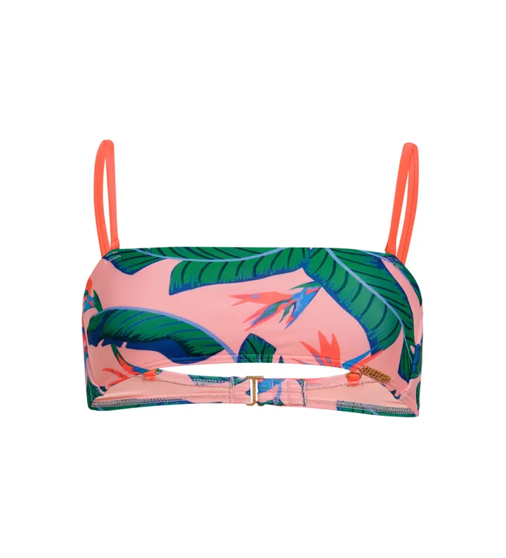 Superdry para mujer. W3010398A Top de bikini bandeau tropical rosa (L), Beachwear, Poliéster Reciclado, Sostenible
