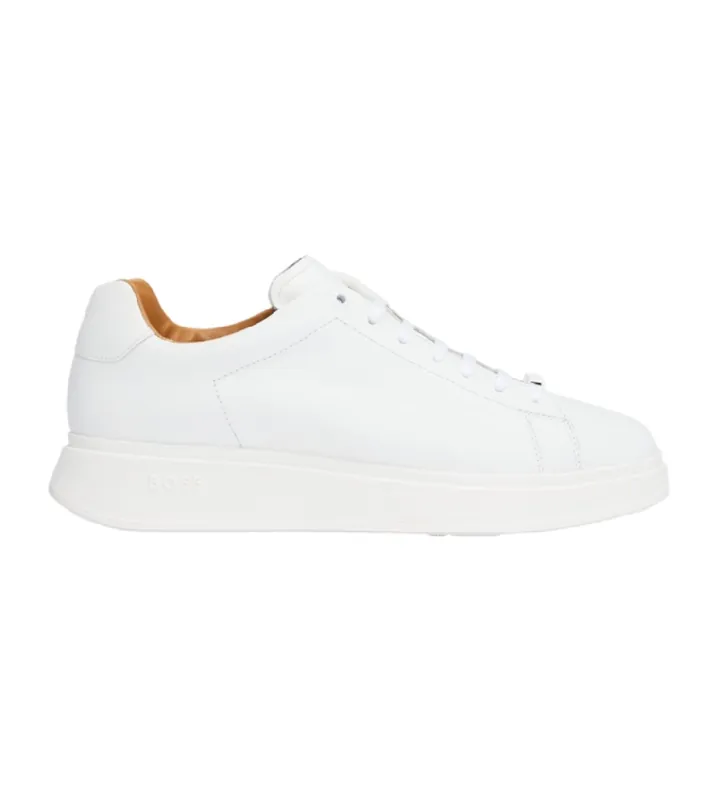 BOSS para hombre. 50497887 Zapatillas de piel Bulton blanco (40), Plano, Cordones, Casual