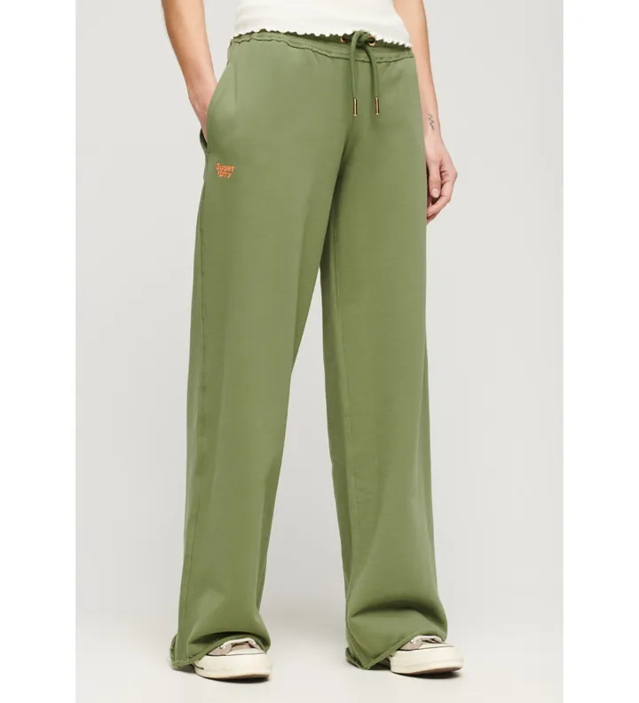 Superdry para mujer. W7011026A Pantalón Jogger recto con logotipo Essential verde (L), Casual, Algodón