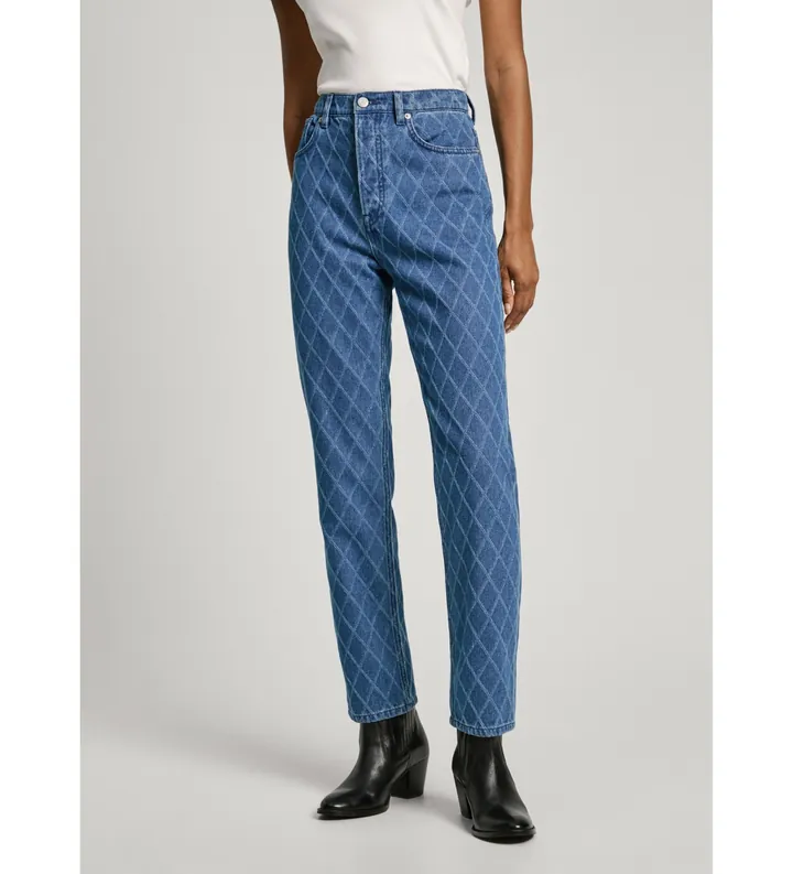 Pepe Jeans para mujer. PL204722 Jeans rectos Uhw Diamond azul (24/30), Casual, Algodón, Denim