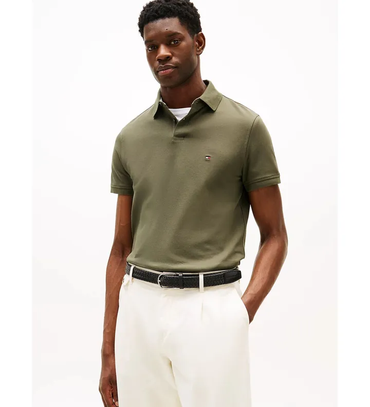 Tommy Hilfiger para hombre. MW0MW17770 Polo de piqué texturizado 1985 Collection verde (S), Casual, Algodón, Manga corta