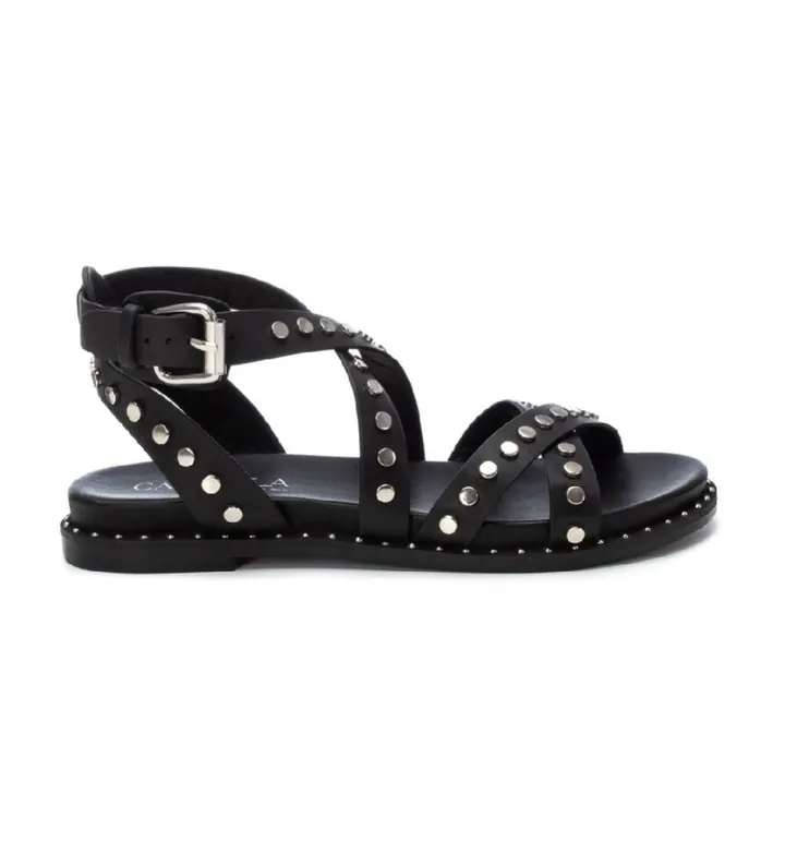 Carmela para mujer. 16239301-NEGRO Sandalias de piel 162393 negro (35), Plano, Hebilla, Casual