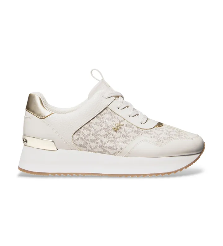Michael Kors para mujer. 43R4RNFSAB Zapatilla Raina beige (36), 1 a 3cm, Cordones, Casual