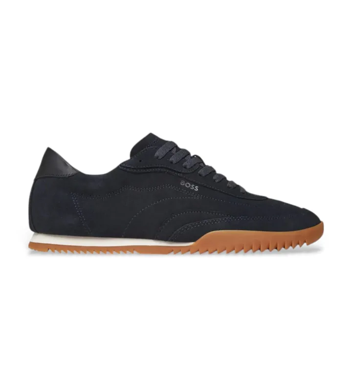 BOSS para hombre. 50548707 Zapatillas de Piel Careton marino (41), Plano, Cordones, Casual
