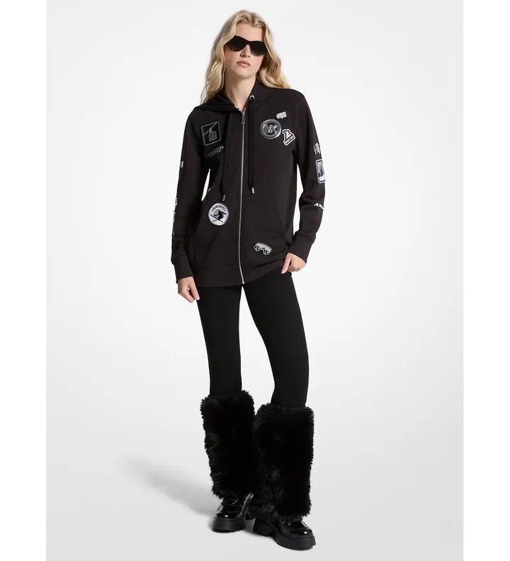 Michael Kors para mujer. MF551WQ4MY Sudadera de algodón de rizo negro (M), Casual, Algodón Orgánico, Sostenible