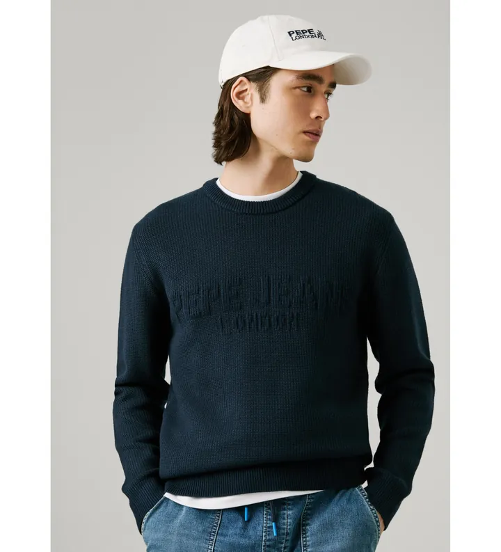 Pepe Jeans para hombre. PM7000016 Jersey Phineas marino (L), Casual, Viscosa