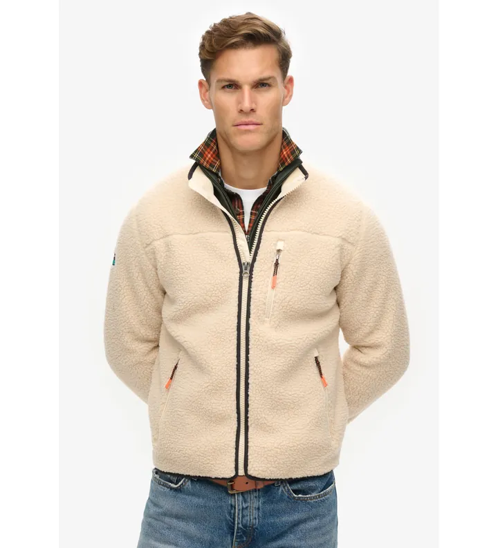 Superdry para hombre. M2014140A Polar Outdoor Full Zip Fleece beige (XL), Casual, Poliéster Reciclado, Sostenible