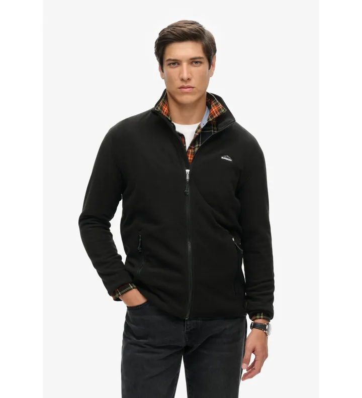 Superdry para hombre. M2014195A Polar Fleece Full Zip negro (L), Casual, Poliéster
