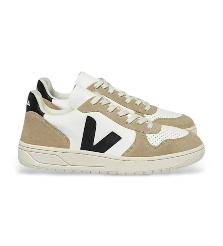 VEJA para hombre. VX0503138 Zapatillas de piel V-10 blanco, beige (40), Plano, Cordones, Casual