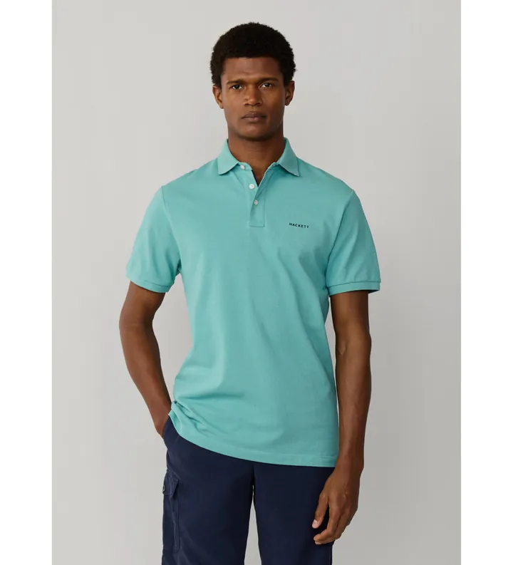 Hackett London para hombre. HM5600146 Polo con Ribete playero fit clásico verde (L), Casual, Algodón, Manga corta