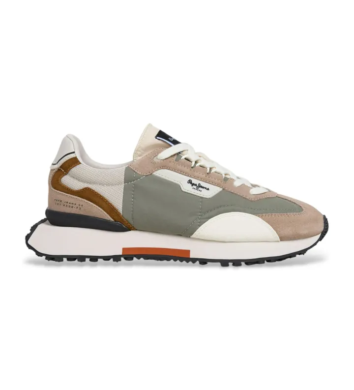 Pepe Jeans para hombre. PMS600023 Zapatillas Archer Block beige (44), Tela, Plano, Cordones, Casual