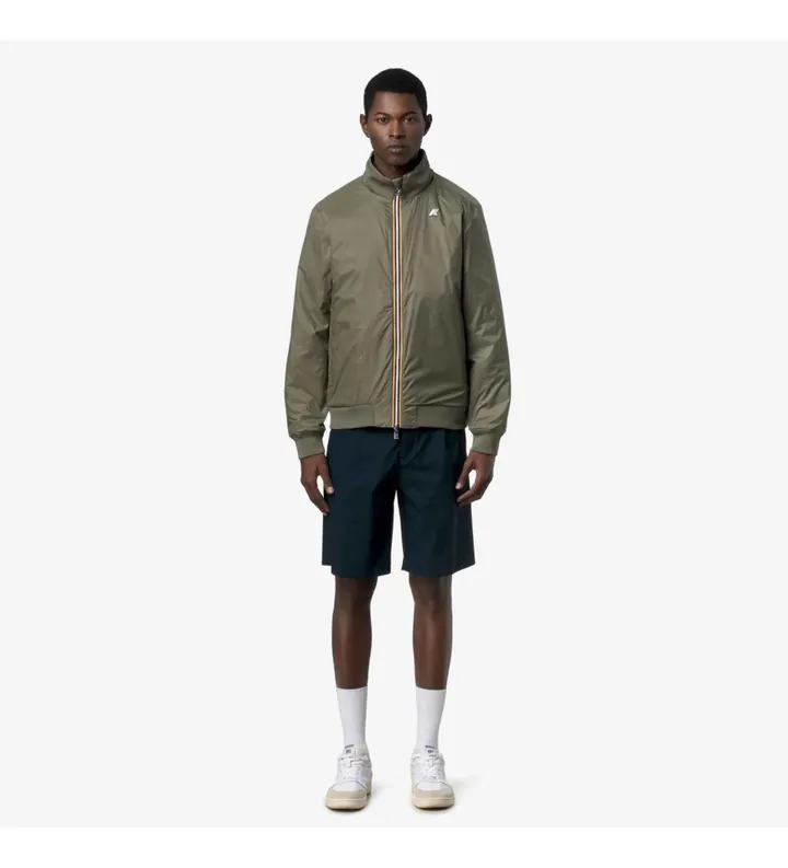 K-way para hombre. K8135PW Chaqueta Arsene reversible marino, verde (L), Casual, Algodón