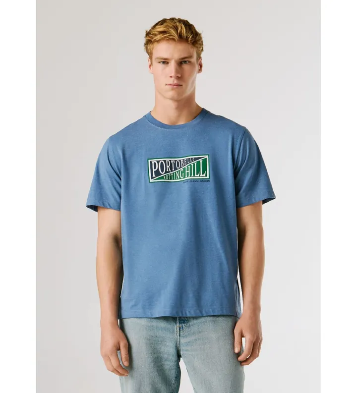 Pepe Jeans para hombre. PM5010318 Camiseta George azul (L), Casual, Algodón, Manga corta