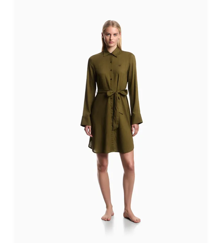Emporio Armani para mujer. EW000817_AF20252 Vestido Beach verde (L), Casual, Viscosa, Manga larga