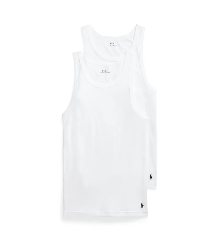 Polo Ralph Lauren para hombre. 714835886001 Pack 2 camisetas de tirantes clásicas blanco (L), Homewear, Algodón, Sin mangas / Tirantes