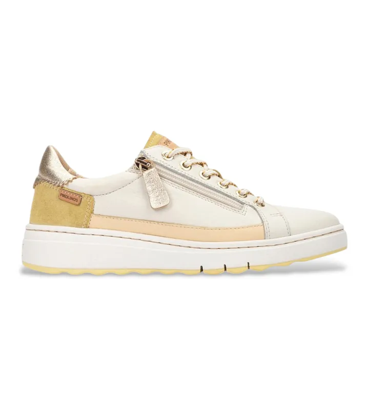 Pikolinos para mujer. W0C-6714C1 Zapatillas de Piel Arenas beige (36), 3 a 5cm, Cordones, Casual
