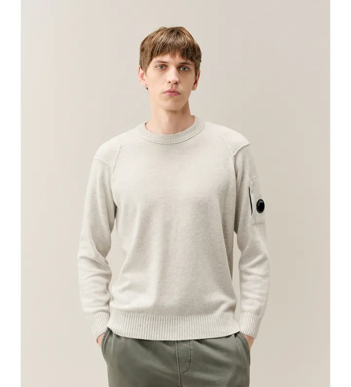 C.P. Company para hombre. 21CMKN707A110149A Jersey cuello redondo gris (L), Casual, Lana