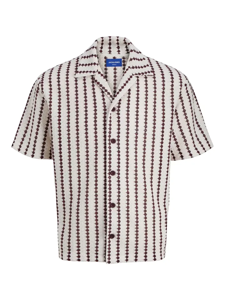 JACK & JONES Camisa marrón / blanco
