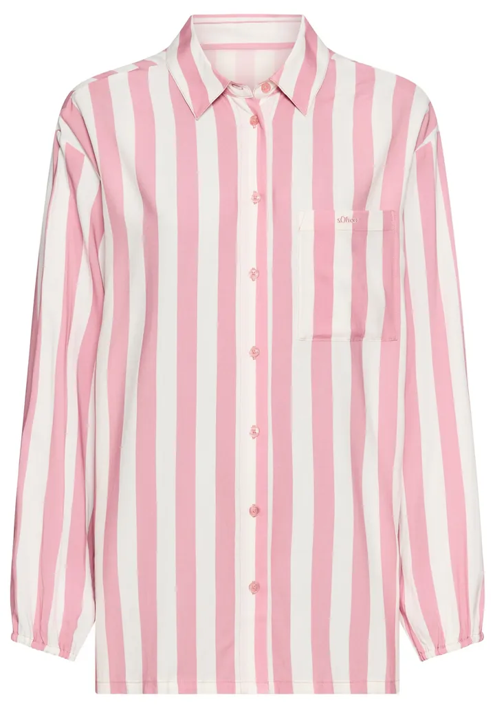 s.Oliver Camiseta para dormir rosa / blanco