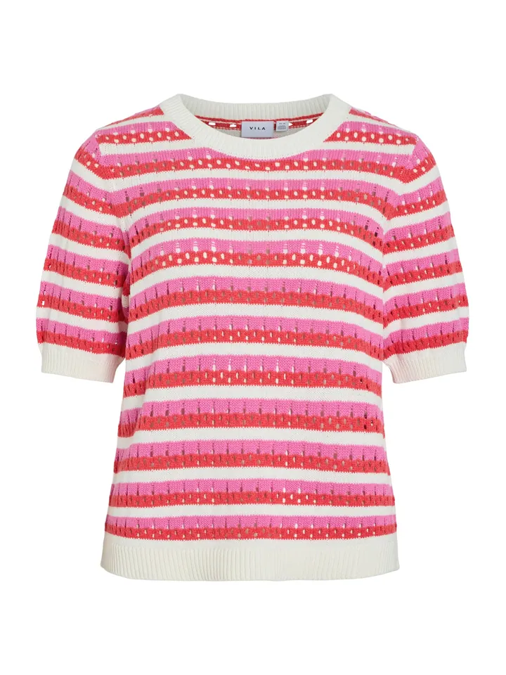 VILA Jersey 'VIElinja'  rosa / rojo / blanco