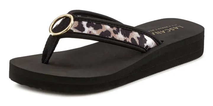 LASCANA Sandalias de dedo beige / negro