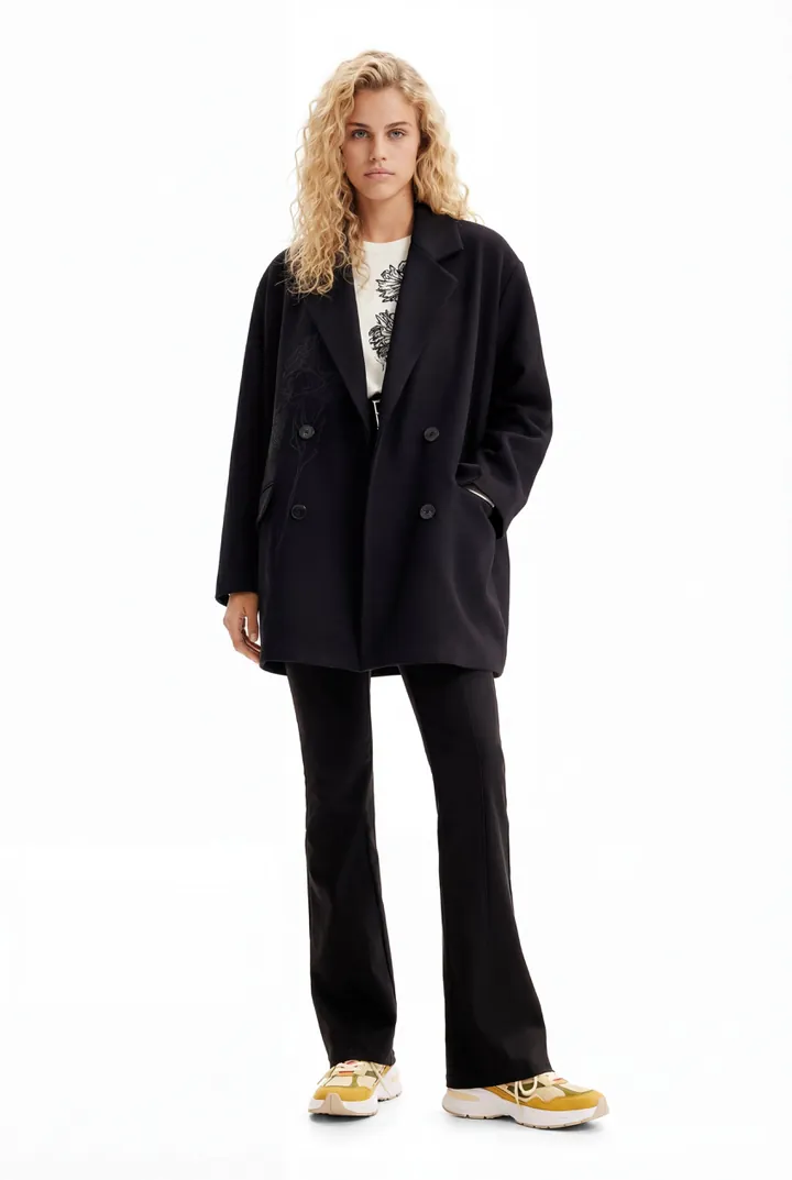 Desigual, Abrigo cruzado lana M. Christian Lacroix, Negro, L