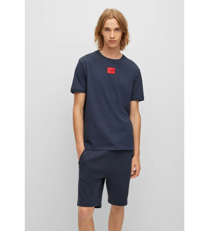HUGO para hombre. 50447978 Camiseta Diragolino marino (L), Casual, Algodón, Manga corta, Sostenible