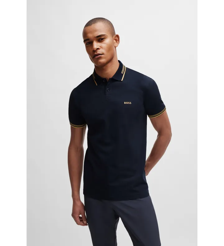BOSS para hombre. 50506193 Polo Paul marino (3XL), Casual, Algodón, Manga corta