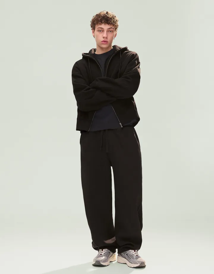 Bershka Pantalón Balloon Interlock Hombre L Negro