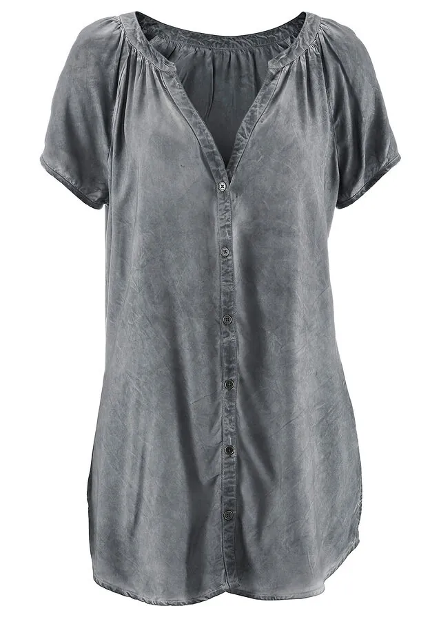 Blusa cold-dye de manga corta en algodón sostenible