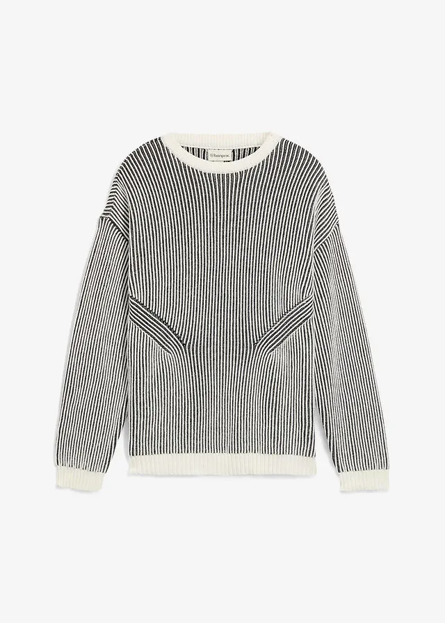 Jersey de canalé de mezcla de algodón con corte holgado