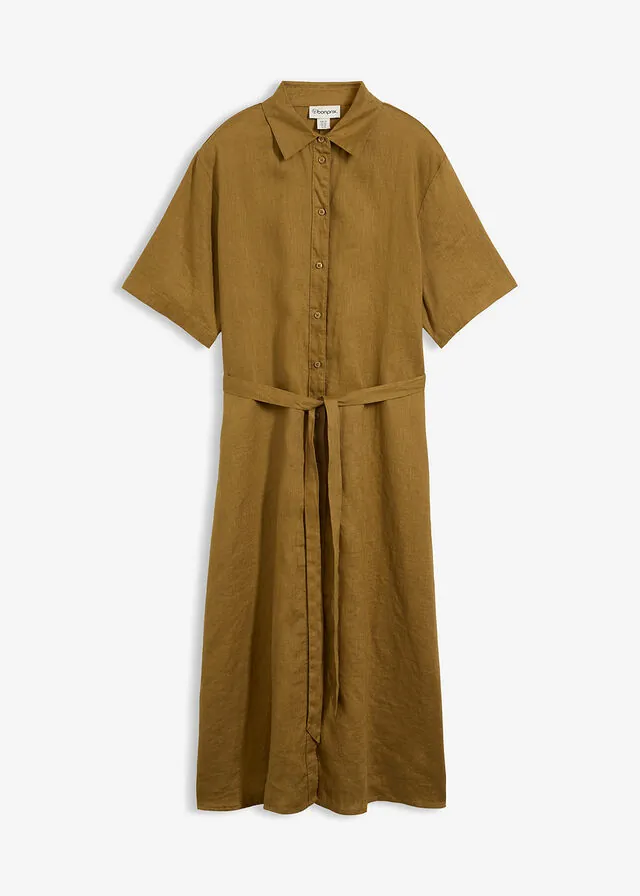 Vestido camisero de lino puro