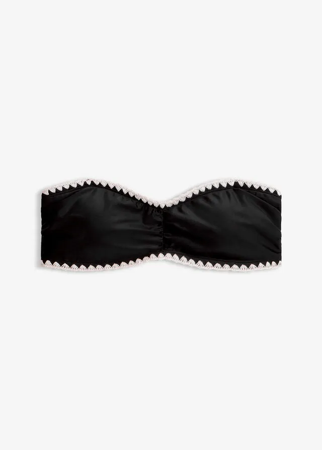 Top de bikini tipo bandeau con bordado
