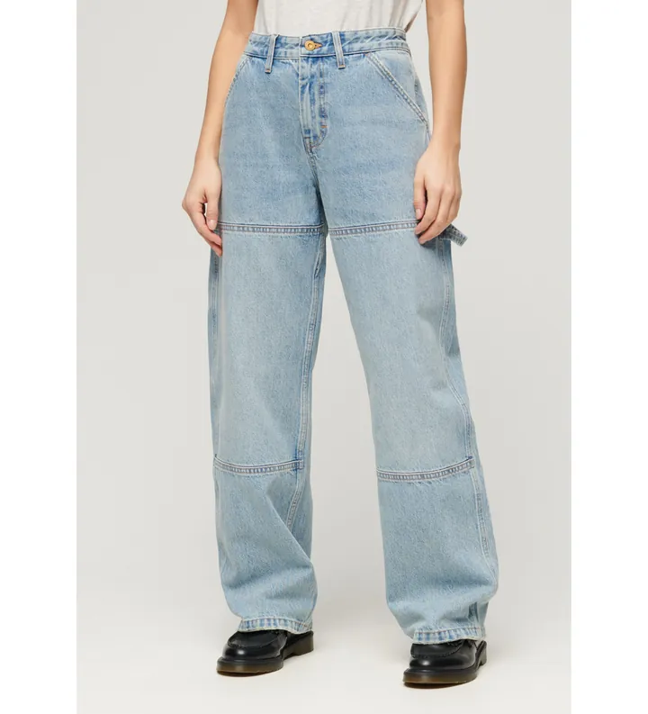Superdry para mujer. W7011067A Jeans de tiro medio Carpenter azul (26/30), Casual, Algodón, Denim