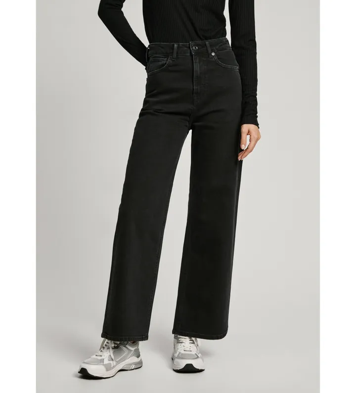 Pepe Jeans para mujer. PL204731XH2 Jeans rectos Uhw Lexa negro (26/28), Casual, Algodón, Denim, Sostenible