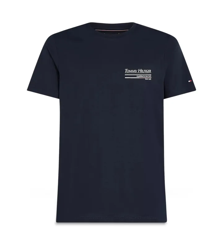 Tommy Hilfiger para hombre. MW0MW38614 Camiseta de manga corta Outline sailing marino (S), Casual, Algodón Orgánico, Sostenible