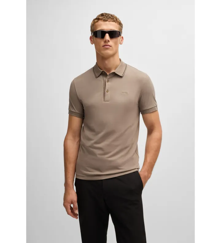BOSS para hombre. 50506195 Polo Paule4 marrón (M), Casual, Algodón, Manga corta