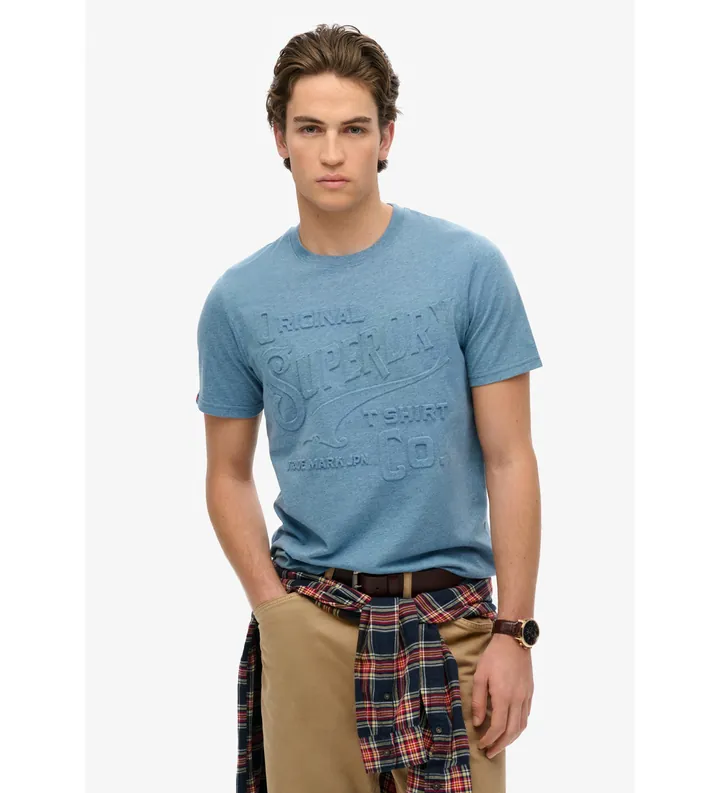 Superdry para hombre. M1012100A Camiseta Workwear azul (M), Casual, Algodón, Manga corta, Sostenible
