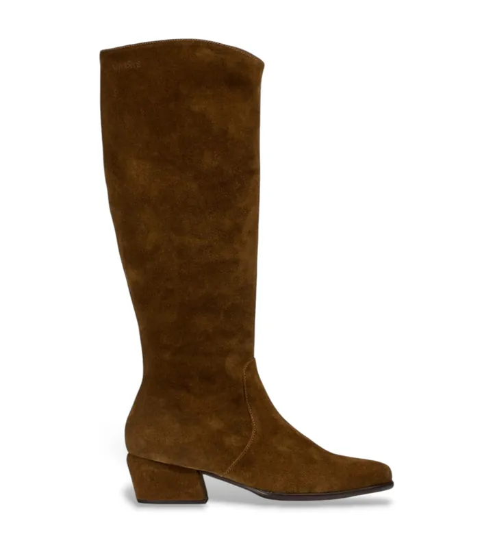 Wonders para mujer. D-2003 Botas de ante Fei marrón (36), 1 a 3cm, Cremallera, Casual