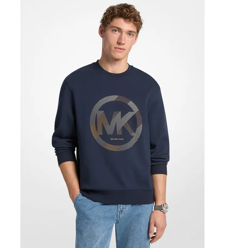 Michael Kors para hombre. CF552G25MF Sudadera con logotipo en relieve marino (S), Casual, Algodón