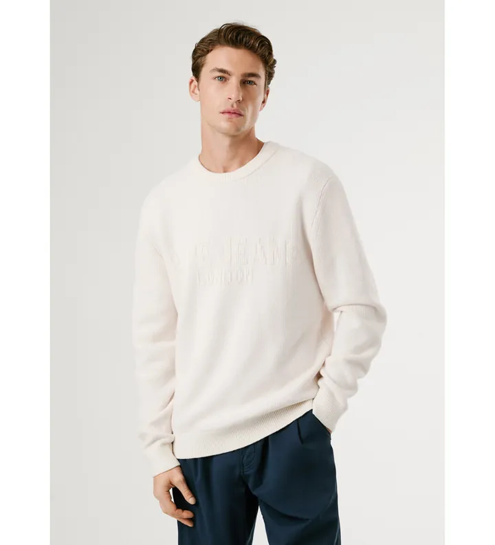 Pepe Jeans para hombre. PM7000016 Jersey Phineas blanco roto (L), Casual, Viscosa