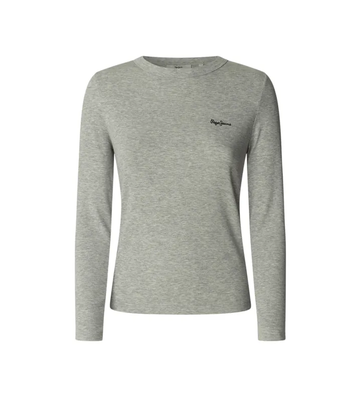 Pepe Jeans para mujer. PL5000025 Camiseta Betina gris (L), Casual, Algodón, Manga larga