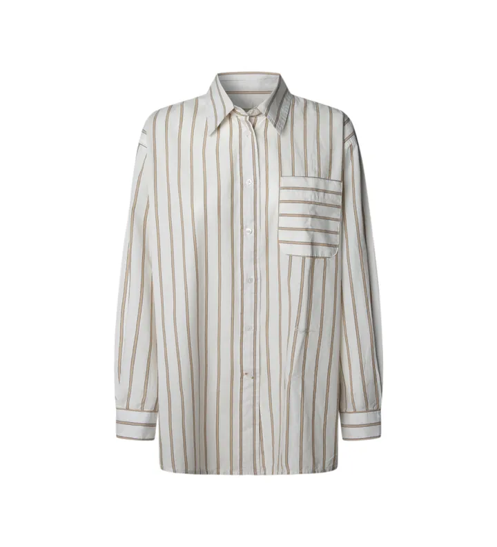 Pepe Jeans para mujer. PL3051245 Camisa Lina blanco (L), Casual, Algodón, Manga corta