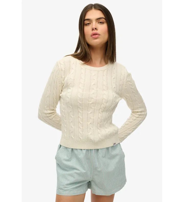 Superdry para mujer. W6110685A Jersey Essentials Slim beige (L), Casual, Acrílico