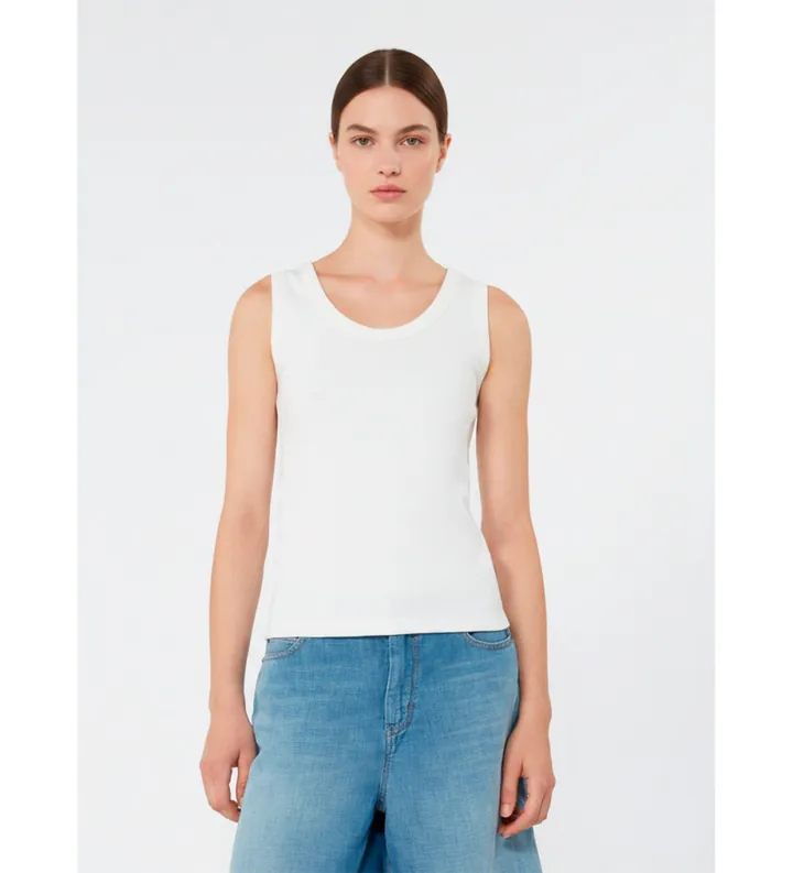 Weekend Max Mara para mujer. 2615941012600 Camiseta Multic blanco (XL), Casual, Algodón, Sin mangas / Tirantes