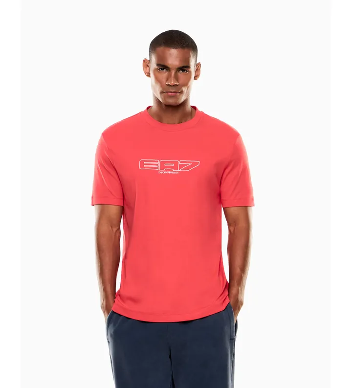 EA7 para hombre. 7M001498_AF10441 Camiseta LOGO SERIES rojo (3XL), Casual, Algodón, Manga corta