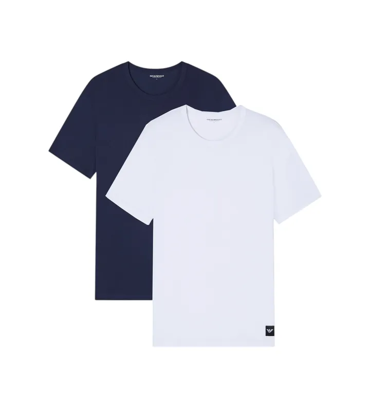 Emporio Armani para hombre. EM000391_AF20673 Camisetas Essential Logolabel marino (L), Blanco, Casual, Algodón, Manga corta
