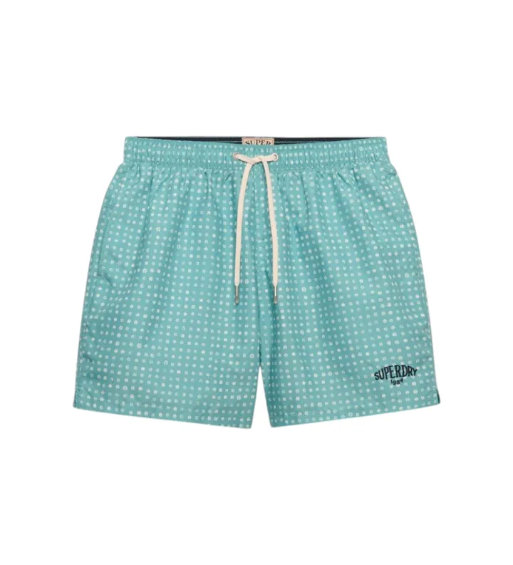 Superdry para hombre. M3010262A Bañador Premium Printed 15 verde (L), Beachwear, Poliéster Reciclado