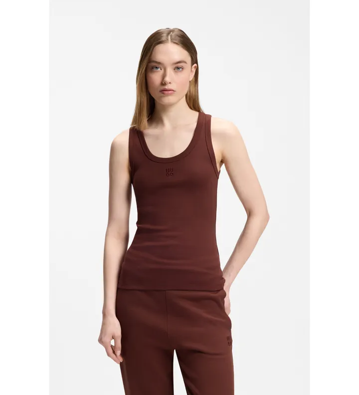 HUGO para mujer. 50514489 Camiseta de tirantes Datamia marrón (L), Casual, Algodón, Sin mangas / Tirantes